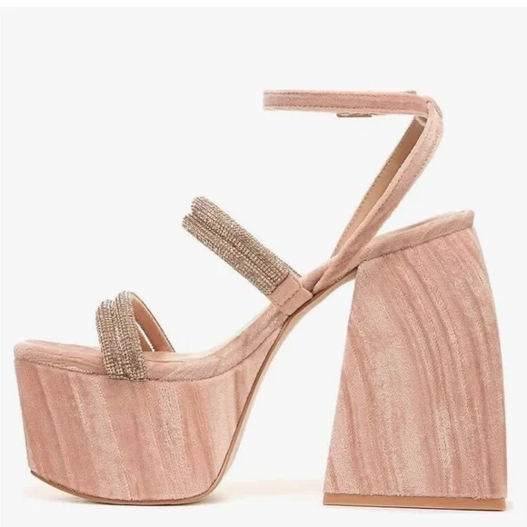 Circus NY - Nude Pink Platform Block Heel Sandals - Picture 2 of 8